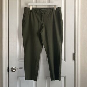 Halogen Womens Moss Green Chino Straight Leg Cropped Pants Size 14